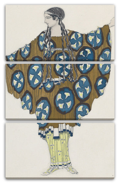 Leinwandbild Léon Bakst - Kostümentwurf für eine Frau aus dem Dorf, für das Ballett 'Daphnis and Chloé', aufgeführt im Théâtre du Châtelet in Paris, 1912