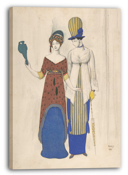 Leinwandbild Léon Bakst - "Fantaisie sur le costume moderne": Zwei weibliche Haute Couture Figuren