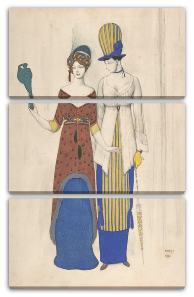 Leinwandbild Léon Bakst - "Fantaisie sur le costume moderne": Zwei weibliche Haute Couture Figuren