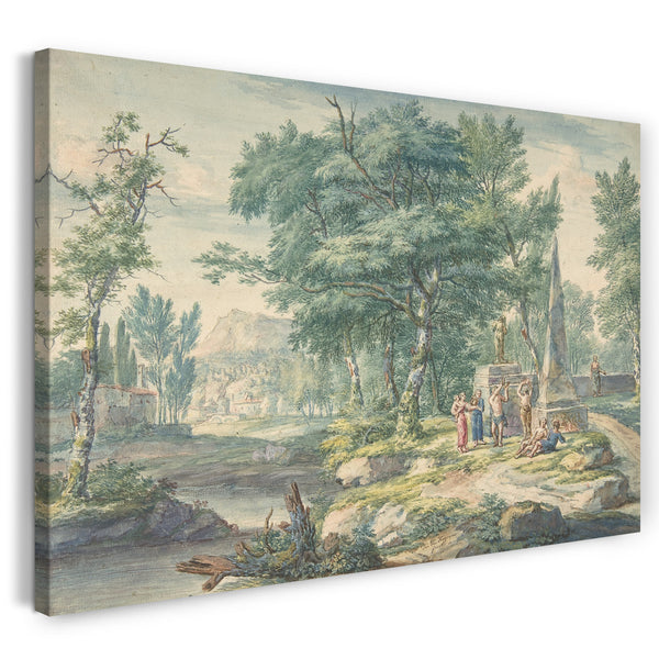 Leinwandbild Jan van Huysum - Arkadische Landschaft mit Figuren, die Musik machen