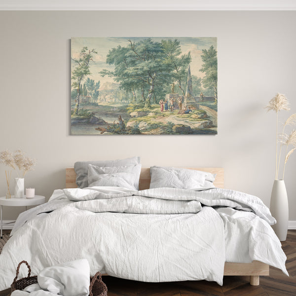 Leinwandbild Jan van Huysum - Arkadische Landschaft mit Figuren, die Musik machen