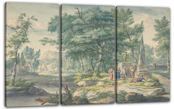 Leinwandbild Jan van Huysum - Arkadische Landschaft mit Figuren, die Musik machen