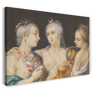 Leinwandbild Anonym, Französisch, 17. Jahrhundert - Köpfe der Göttinnen (Flora, Diana, Ceres)