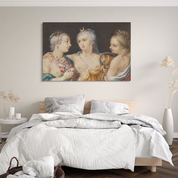 Leinwandbild Anonym, Französisch, 17. Jahrhundert - Köpfe der Göttinnen (Flora, Diana, Ceres)