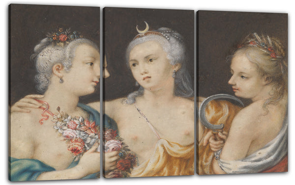 Leinwandbild Anonym, Französisch, 17. Jahrhundert - Köpfe der Göttinnen (Flora, Diana, Ceres)