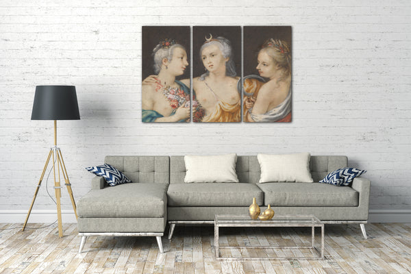 Leinwandbild Anonym, Französisch, 17. Jahrhundert - Köpfe der Göttinnen (Flora, Diana, Ceres)