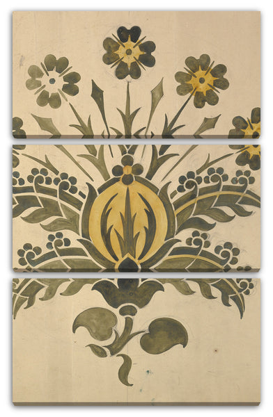 Leinwandbild Ernest Geldart - Grüne und gelbe stilisierte Blume für Wand-Schablone