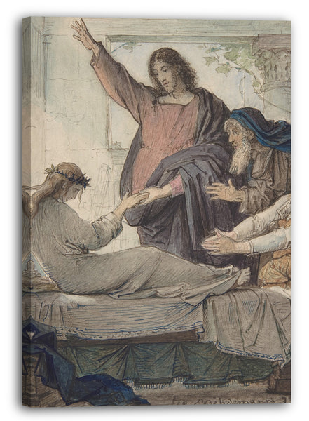 Leinwandbild Eduard Julius Friedrich Bendemann - Die Auferweckung der Tochter von Jairus