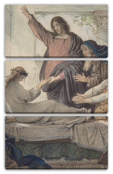 Leinwandbild Eduard Julius Friedrich Bendemann - Die Auferweckung der Tochter von Jairus