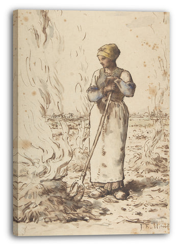 Leinwandbild Jean-François Millet - Eine Frau, die Unkräuter verbrennt