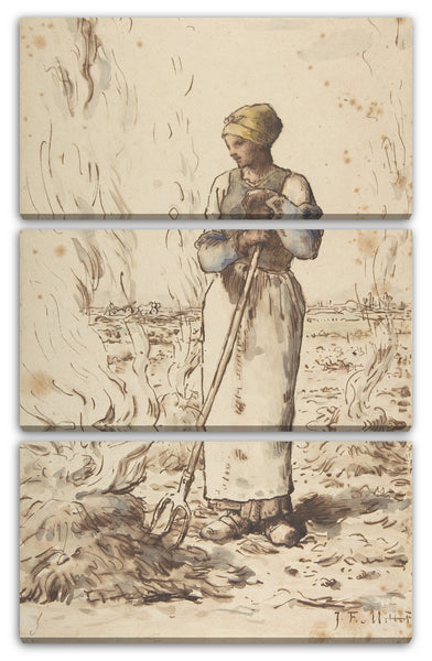 Leinwandbild Jean-François Millet - Eine Frau, die Unkräuter verbrennt