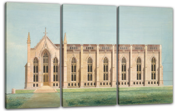Leinwandbild Alexander Jackson Davis - Design für den Nordflügel der Bibliothek und Kapellen-Gebäude an der Universität von Michigan, Ann Arbor