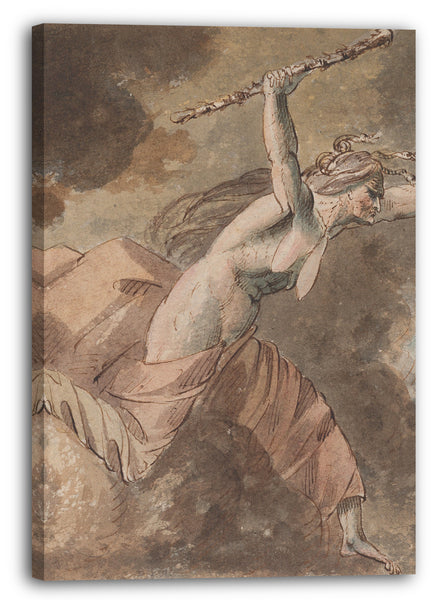 Leinwandbild William Hamilton - Neid aus Ovids "Haus des Neids" (Buch II, Zeilen 760-796) (recto); Eine nackte Frau (Rückseite)