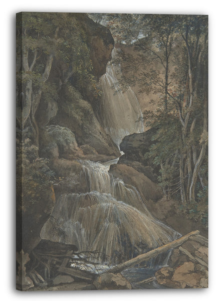 Leinwandbild Christoph Nathe - Ein Wasserfall in einem Wald bei Langhennersdorf