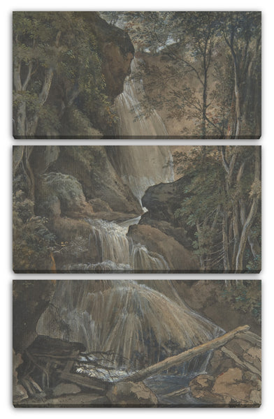 Leinwandbild Christoph Nathe - Ein Wasserfall in einem Wald bei Langhennersdorf
