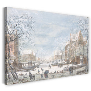 Leinwandbild Abraham Rademaker - Schnee fällt auf eine niederländische Stadt