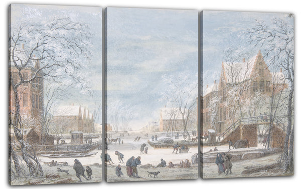 Leinwandbild Abraham Rademaker - Schnee fällt auf eine niederländische Stadt