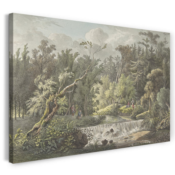 Leinwandbild Friedrich Christian Klass - Landschaft mit Wasserfall