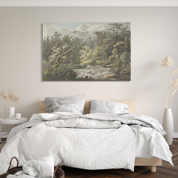 Leinwandbild Friedrich Christian Klass - Landschaft mit Wasserfall