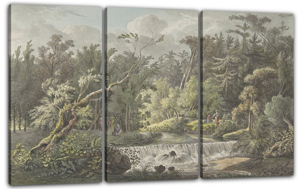 Leinwandbild Friedrich Christian Klass - Landschaft mit Wasserfall