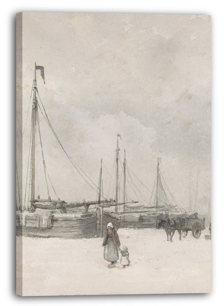 Leinwandbild Anton Mauve - Fischerboote am Strand im Winter