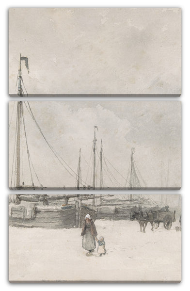 Leinwandbild Anton Mauve - Fischerboote am Strand im Winter
