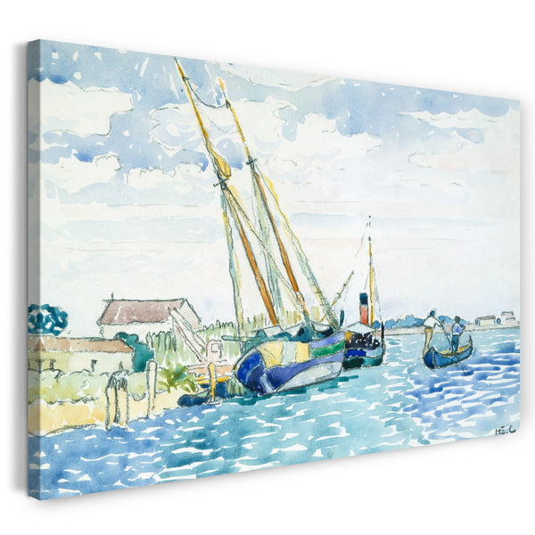 Leinwandbild Henri-Edmond-Kreuz - Marine Szene (Boote in der Nähe von Venedig)