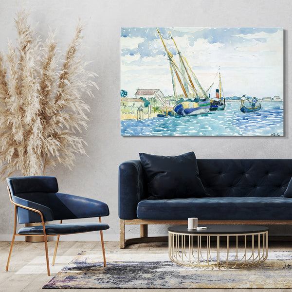Leinwandbild Henri-Edmond-Kreuz - Marine Szene (Boote in der Nähe von Venedig)