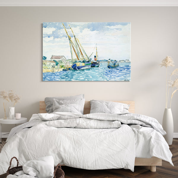 Leinwandbild Henri-Edmond-Kreuz - Marine Szene (Boote in der Nähe von Venedig)