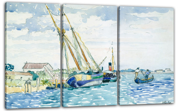 Leinwandbild Henri-Edmond-Kreuz - Marine Szene (Boote in der Nähe von Venedig)