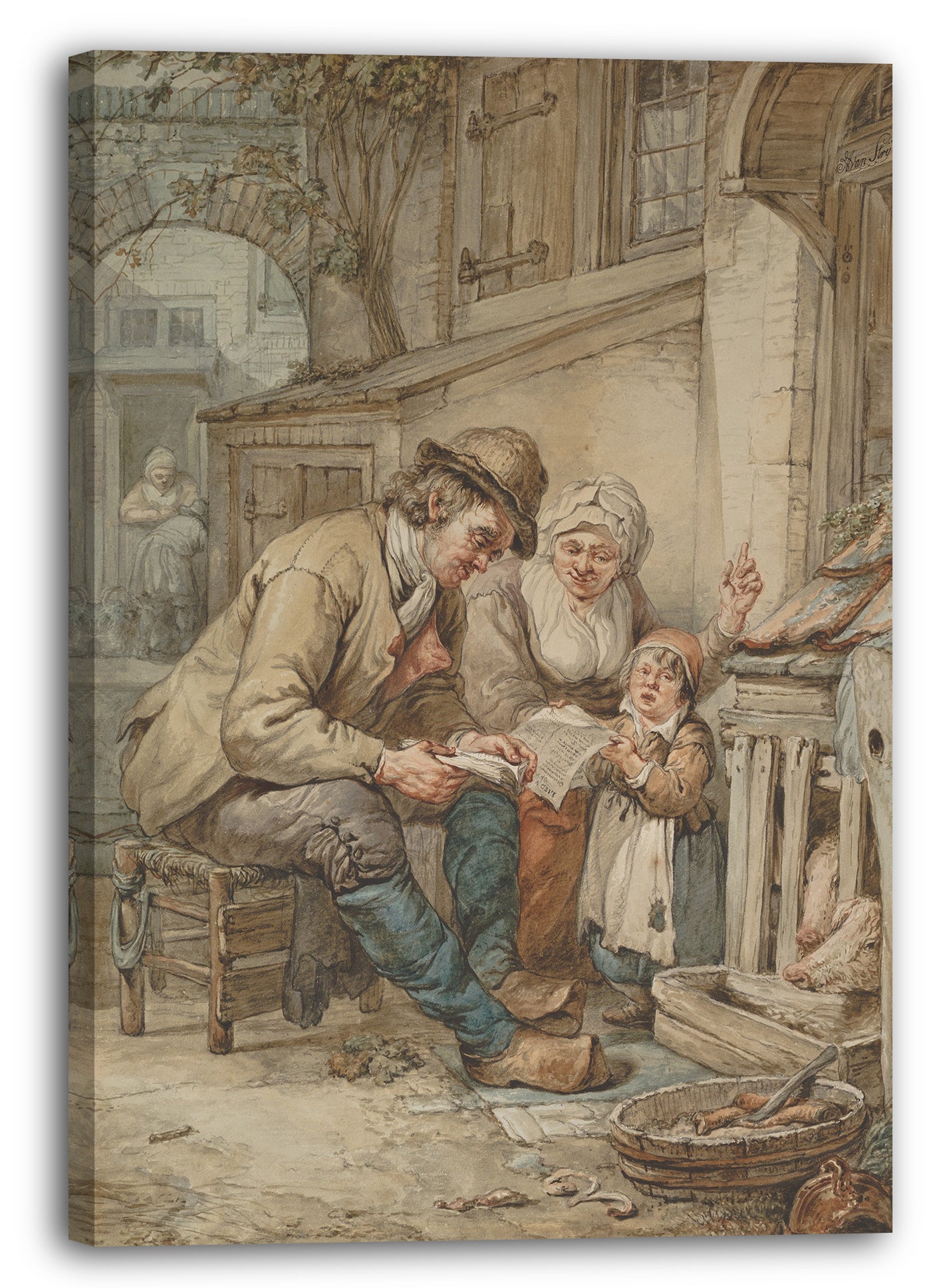 Leinwandbild Abraham van Strij - Eltern, die ihrer Tochter ein Lied beibringen