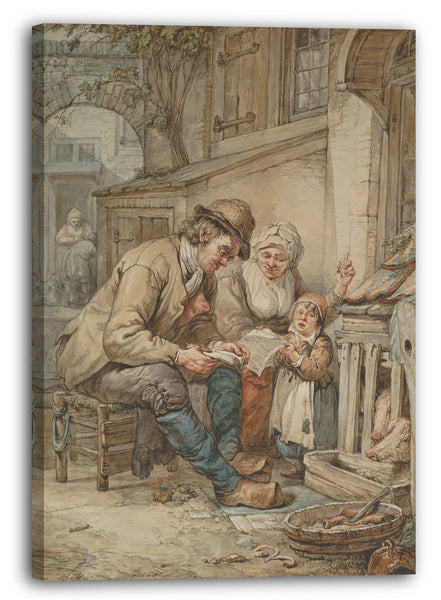 Leinwandbild Abraham van Strij - Eltern, die ihrer Tochter ein Lied beibringen