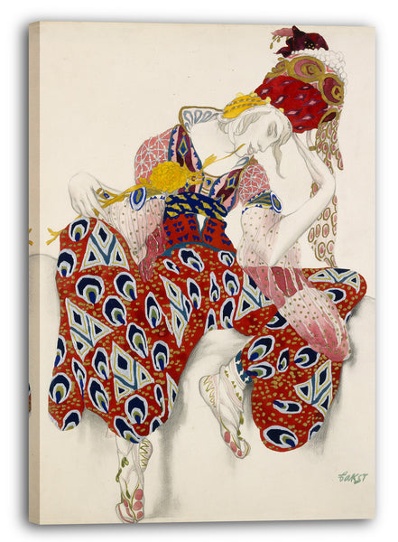 Leinwandbild Léon Bakst - Kostümstudie für Vaslav Nijinsky in der Rolle des Iksender im Ballett "La Péri" (Die Blume der Unsterblichkeit), uraufgeführt 1912 in Paris