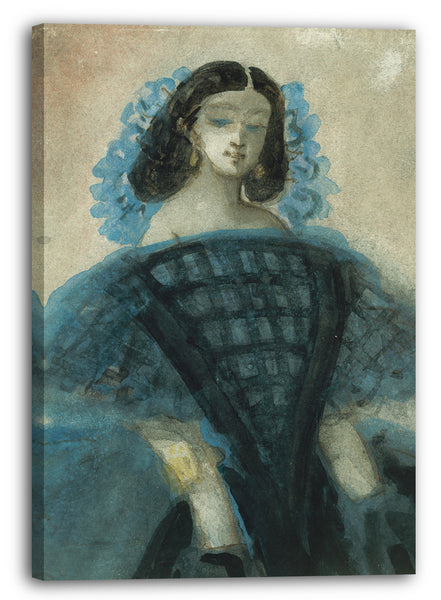 Leinwandbild Constantin Jungs - Junge Frau in einem blauen und schwarzen Kleid