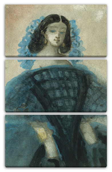 Leinwandbild Constantin Jungs - Junge Frau in einem blauen und schwarzen Kleid