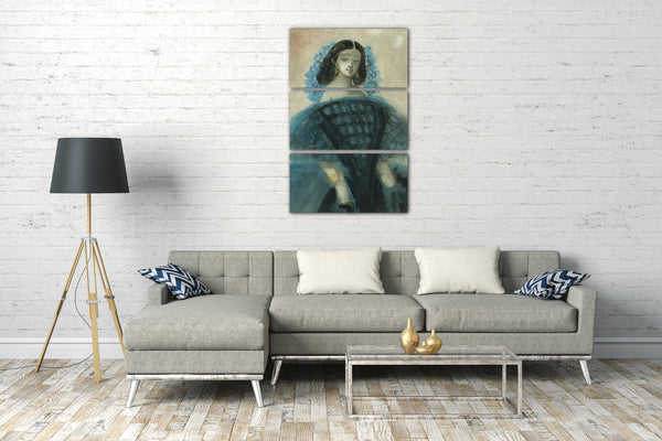 Leinwandbild Constantin Jungs - Junge Frau in einem blauen und schwarzen Kleid