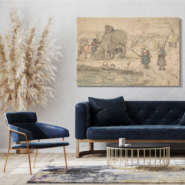 Leinwandbild Hendrick Avercamp - Bauern, die Heu laden