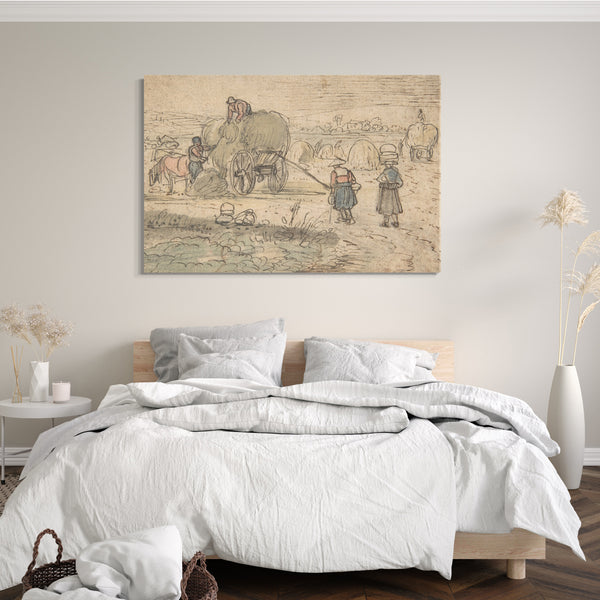 Leinwandbild Hendrick Avercamp - Bauern, die Heu laden