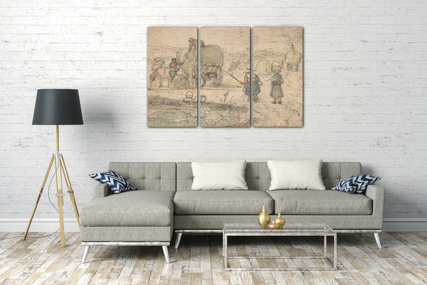 Leinwandbild Hendrick Avercamp - Bauern, die Heu laden