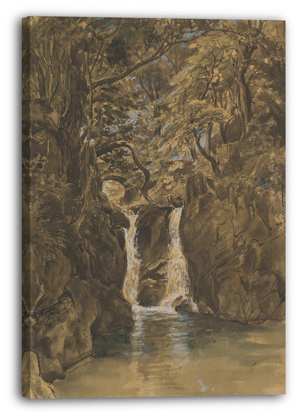 Leinwandbild Thomas Fearnley - Eine Ansicht der unteren Rydal-Fälle, Cumbria