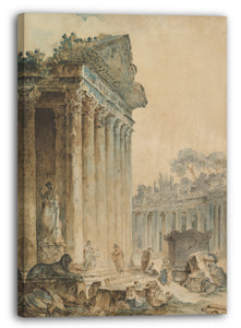 Leinwandbild Hubert Robert - Capriccio mit einem alten Tempel