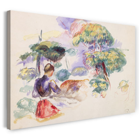 Leinwandbild Auguste Renoir - Landschaft mit einem Mädchen