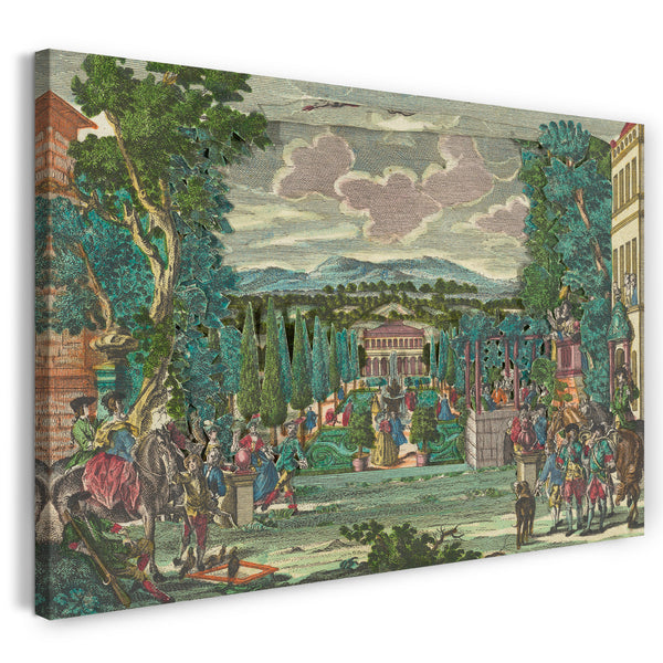 Leinwandbild Martin Engelbrecht - Papiertheater oder Diorama einer italienischen Villa und Garten