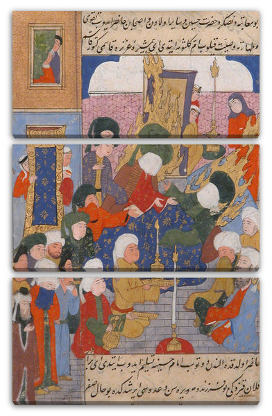 Leinwandbild Fuzuli - "Husayn am Bett des sterbenden Hasan", Folio aus einem Hadiqat al-Su'ada von Fuzuli (Garten des Seligen)
