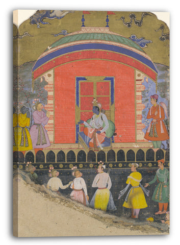 Leinwandbild Folio aus einem illustrierten Manuskript - "Rama empfängt Sugriva und Jambavat, die Affen und Bärenkönige", Folio aus einem Ramayana