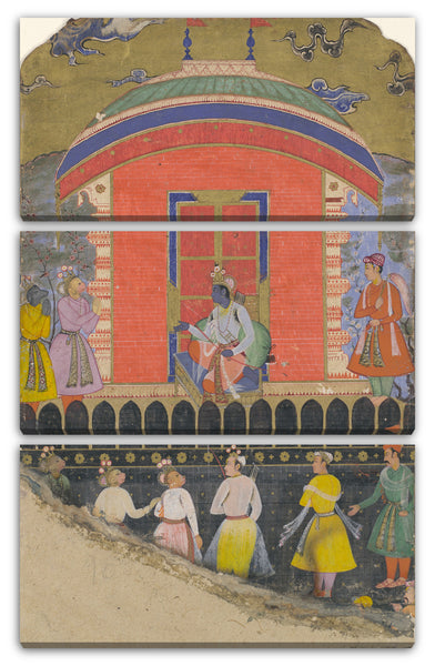 Leinwandbild Folio aus einem illustrierten Manuskript - "Rama empfängt Sugriva und Jambavat, die Affen und Bärenkönige", Folio aus einem Ramayana
