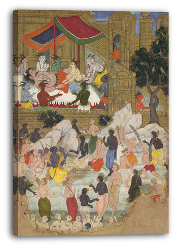 Leinwandbild Folio aus einem illustrierten Manuskript - "Das Erwachen von Kumbhakarna in der Goldenen Stadt Lanka", Folio aus einem Ramayana