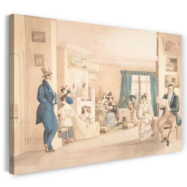 Leinwandbild Den Enkelinnen von Dr. Samuel Parr zugeschrieben - Ein Innenraum bei Hatton, Warwickshire