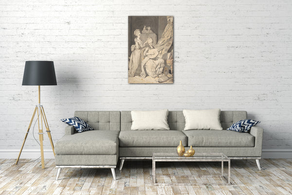 Leinwandbild Pierre Alexandre Wille - Zwei Frauen in elegantem Interieur: ein Sänger begleitet von einem Lutenisten