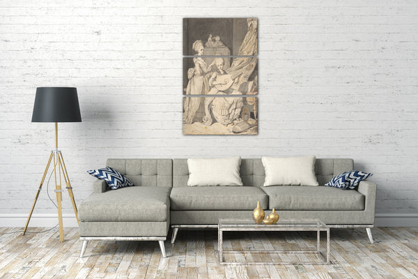 Leinwandbild Pierre Alexandre Wille - Zwei Frauen in elegantem Interieur: ein Sänger begleitet von einem Lutenisten
